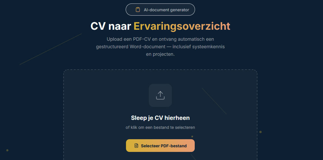 Geautomatiseerd cv naar ervaringsoverzicht voor Gain Automation Technology